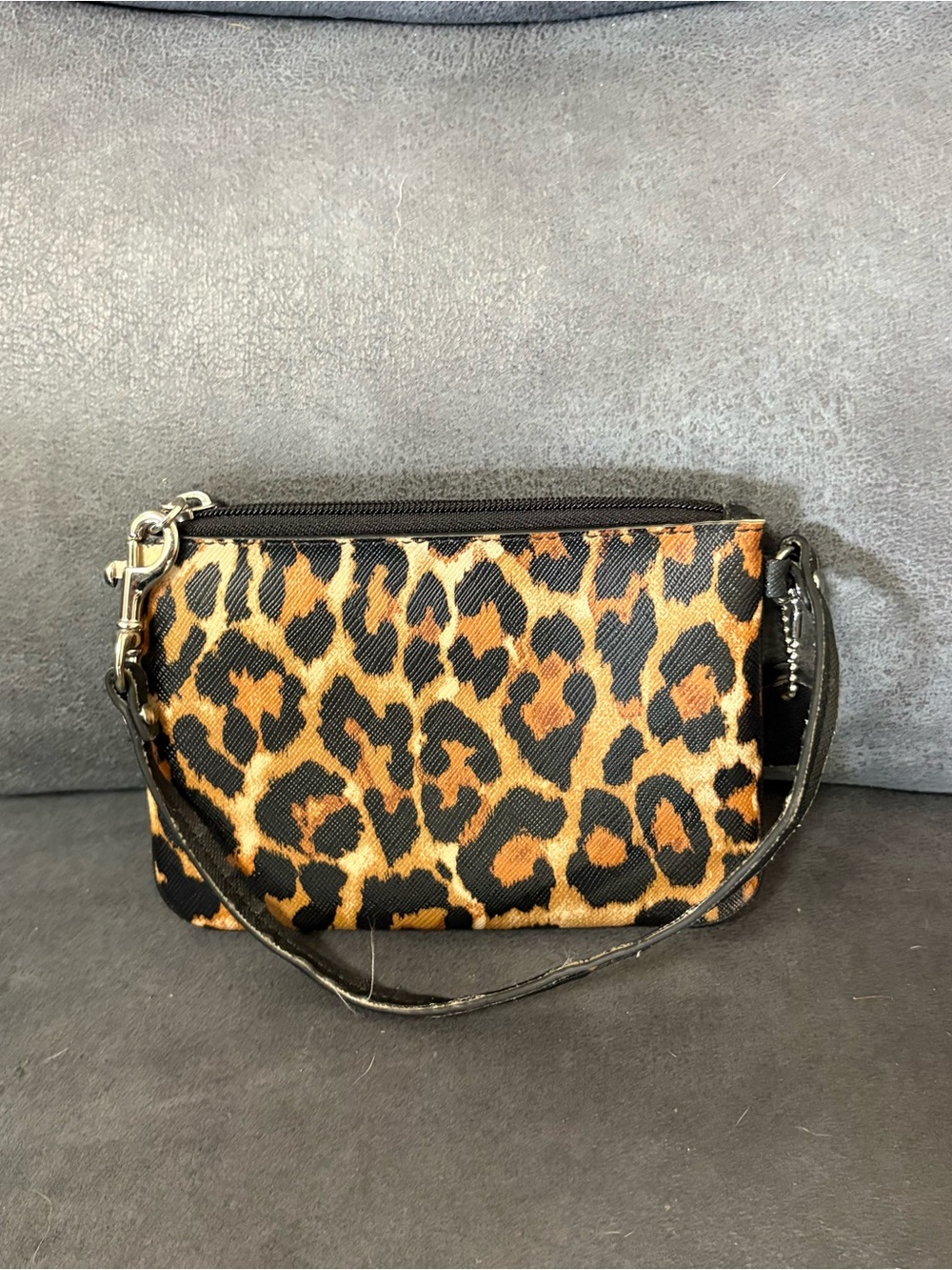 Leopard Print Wristlet Clutch in Brown and Black